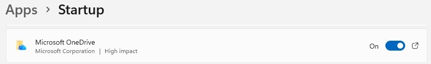 obrazovka spouštění aplikací systému Windows 11 s Onedrive