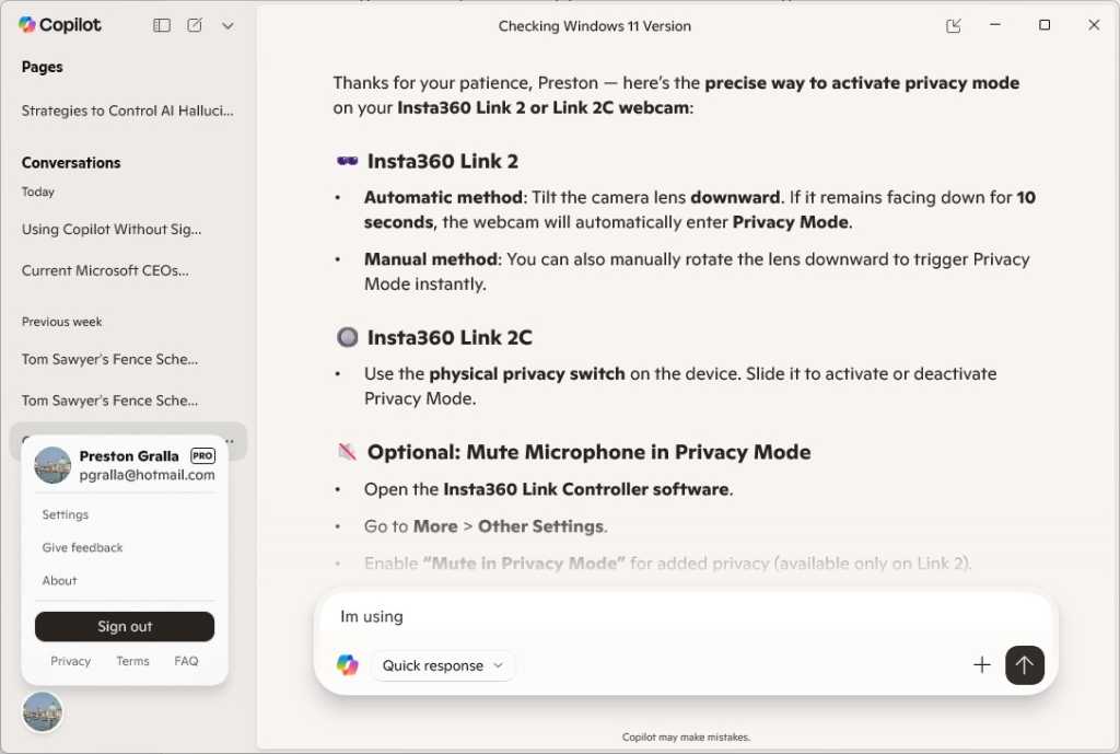obrazovka druhého pilota systému Windows s vybranou možností odhlášení